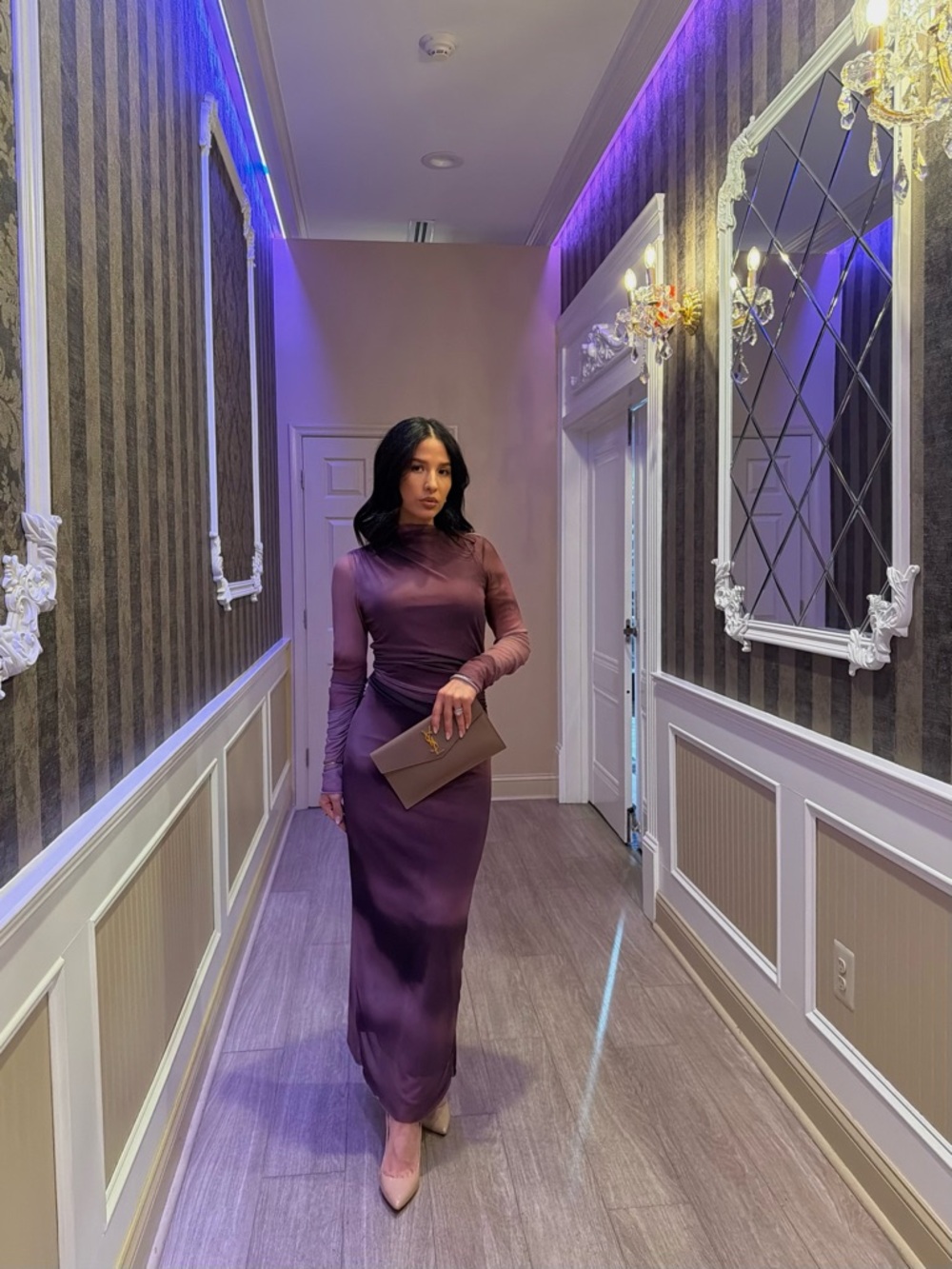 Zara Plum Long-Sleeve Maxi Dress